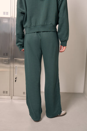 Kaiia Embossed Logo Wide Leg Joggers Forest Green