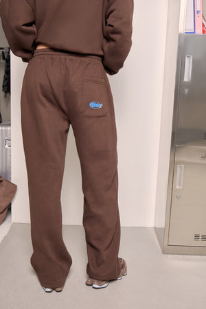 Kaiia Athletic Wide Leg Joggers Bitter Chocolate & Mid Cobalt