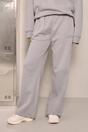 Kaiia Embossed Logo Wide Leg Joggers Deep Grey