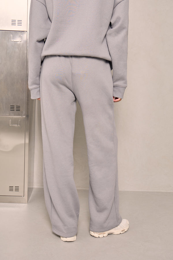 Kaiia Embossed Logo Wide Leg Joggers Deep Grey
