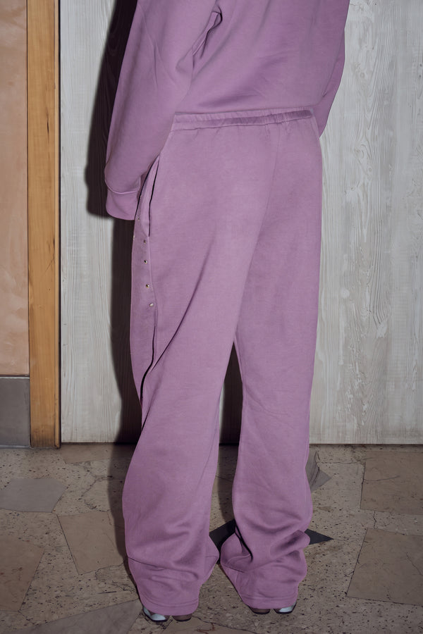 Kaiia Chrome Logo Wide Leg Joggers Mid Plum