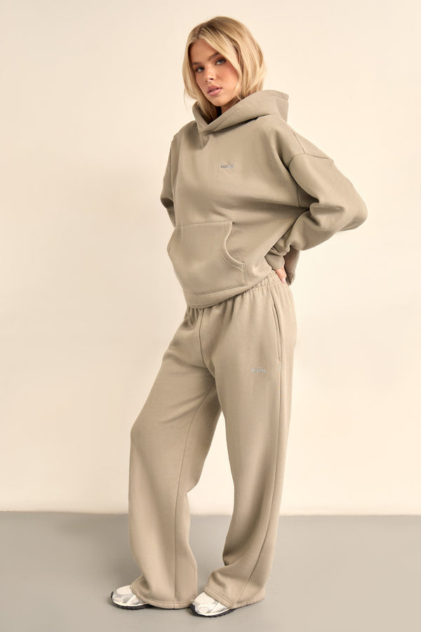 Kaiia Chrome Logo Wide Leg Joggers Dusty Sage Green
