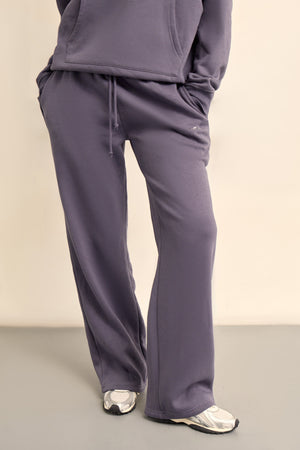 Kaiia Chrome Logo Wide Leg Joggers Midnight Blue
