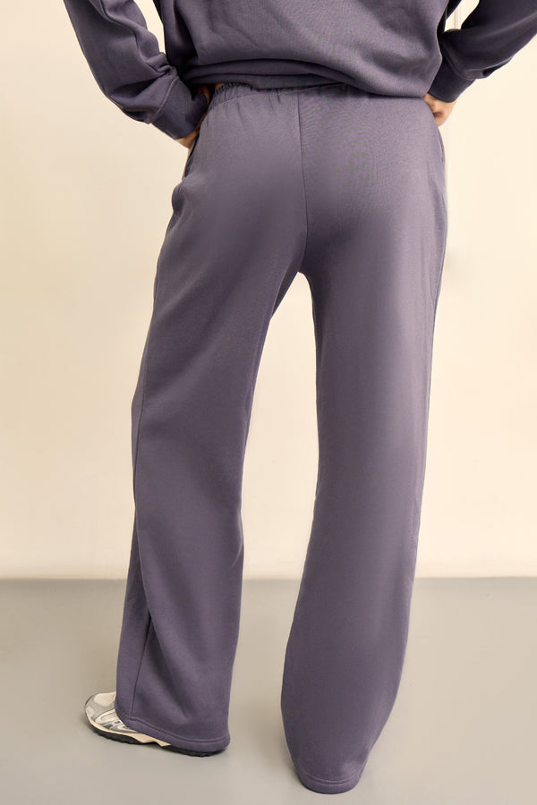 Kaiia Chrome Logo Wide Leg Joggers Midnight Blue