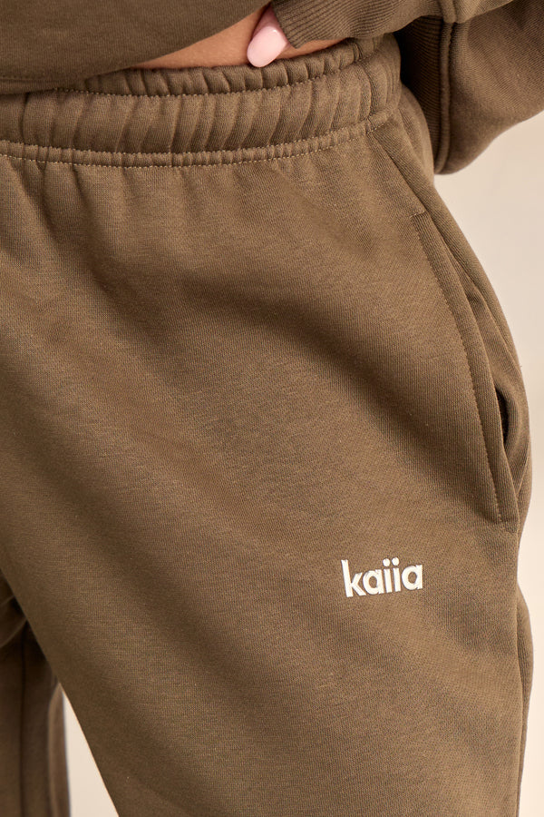 Kaiia Chrome Logo Wide Leg Joggers Army Green
