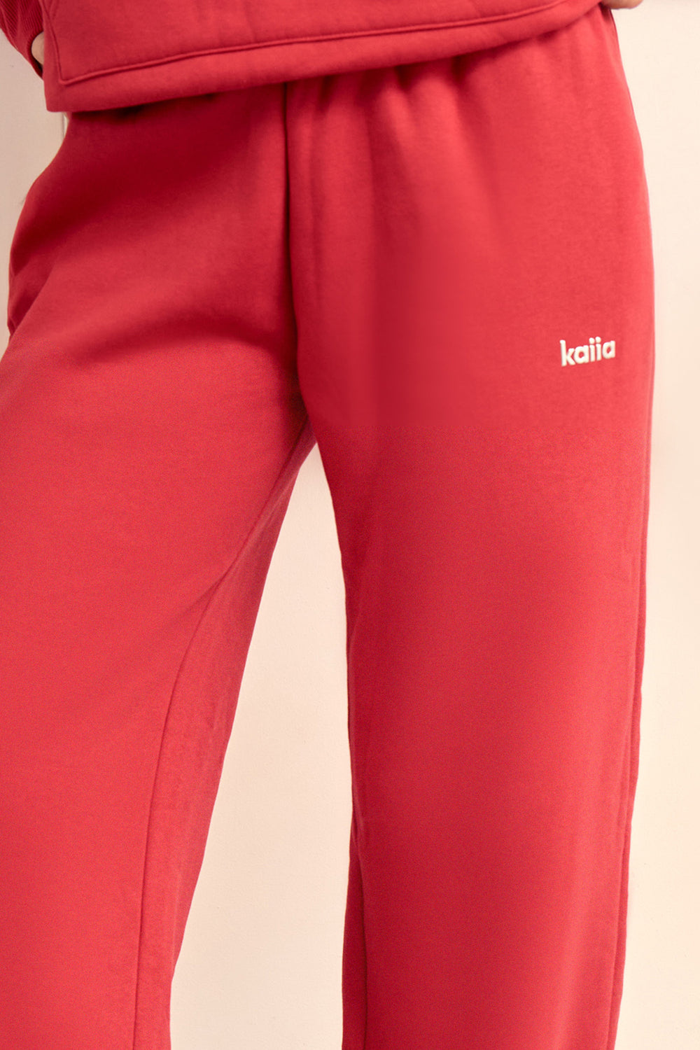 Kaiia Chrome Logo Wide Leg Joggers Ruby Red
