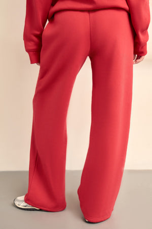 Kaiia Chrome Logo Wide Leg Joggers Ruby Red