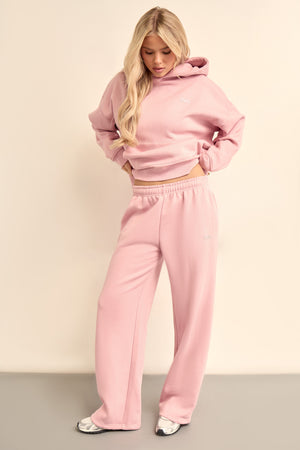 Kaiia Chrome Logo Wide Leg Joggers Powder Pink