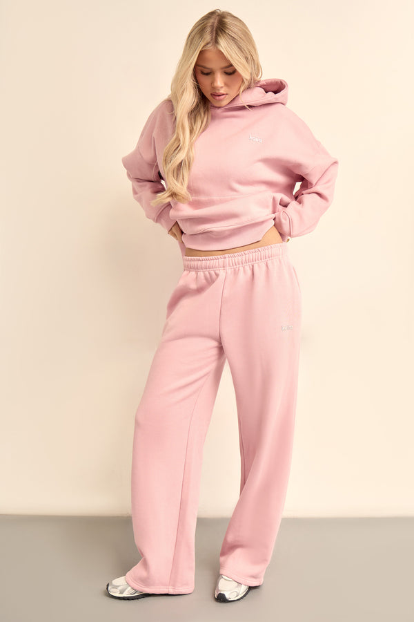 Kaiia Chrome Logo Wide Leg Joggers Powder Pink
