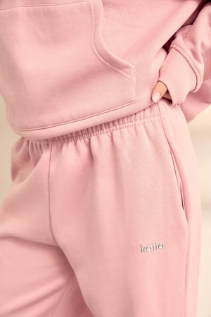 Kaiia Chrome Logo Wide Leg Joggers Powder Pink