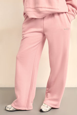Kaiia Chrome Logo Wide Leg Joggers Powder Pink