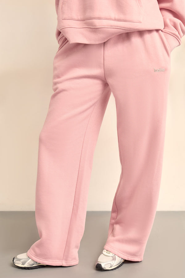 Kaiia Chrome Logo Wide Leg Joggers Powder Pink