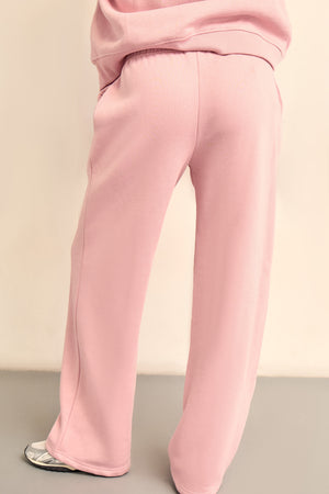 Kaiia Chrome Logo Wide Leg Joggers Powder Pink