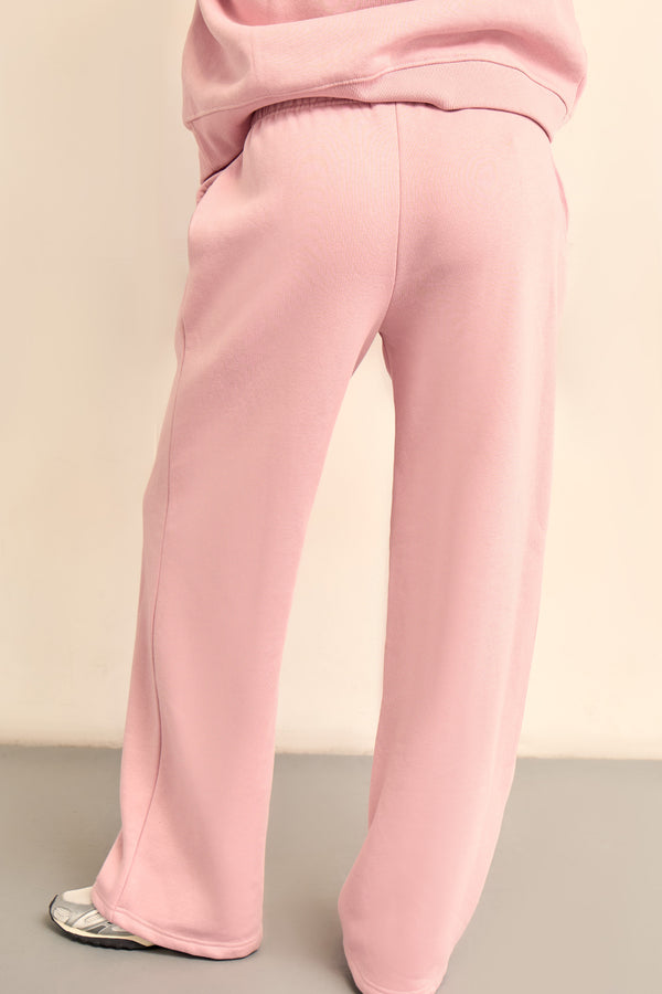 Kaiia Chrome Logo Wide Leg Joggers Powder Pink