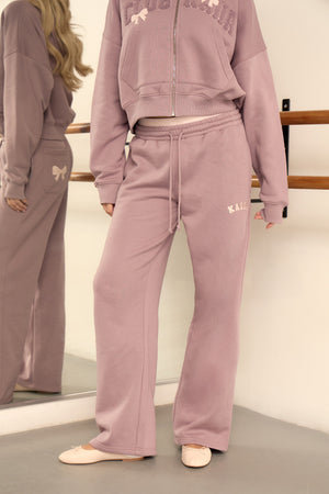 Kaiia Logo Double Waistband Wide Leg Joggers Vintage Mauve