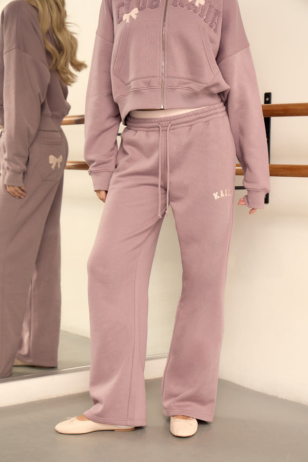 Kaiia Logo Double Waistband Wide Leg Joggers Vintage Mauve