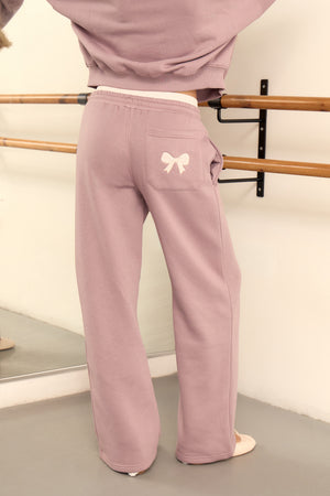 Kaiia Logo Double Waistband Wide Leg Joggers Vintage Mauve