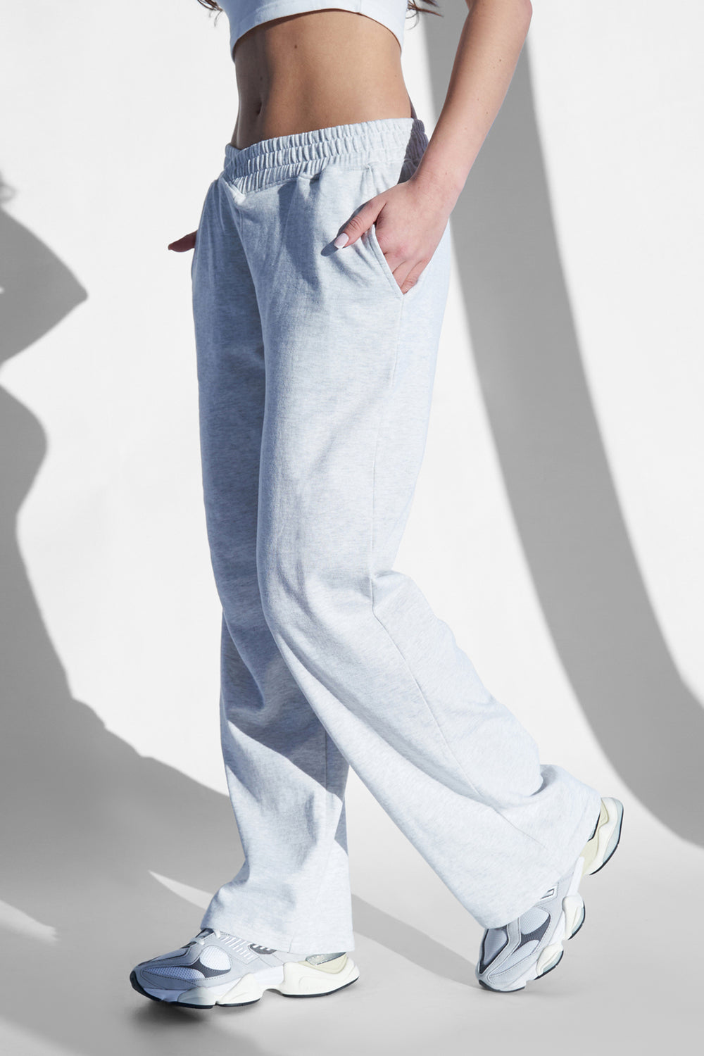 Kaiia V Waistband Wide leg Jogger Grey Marl