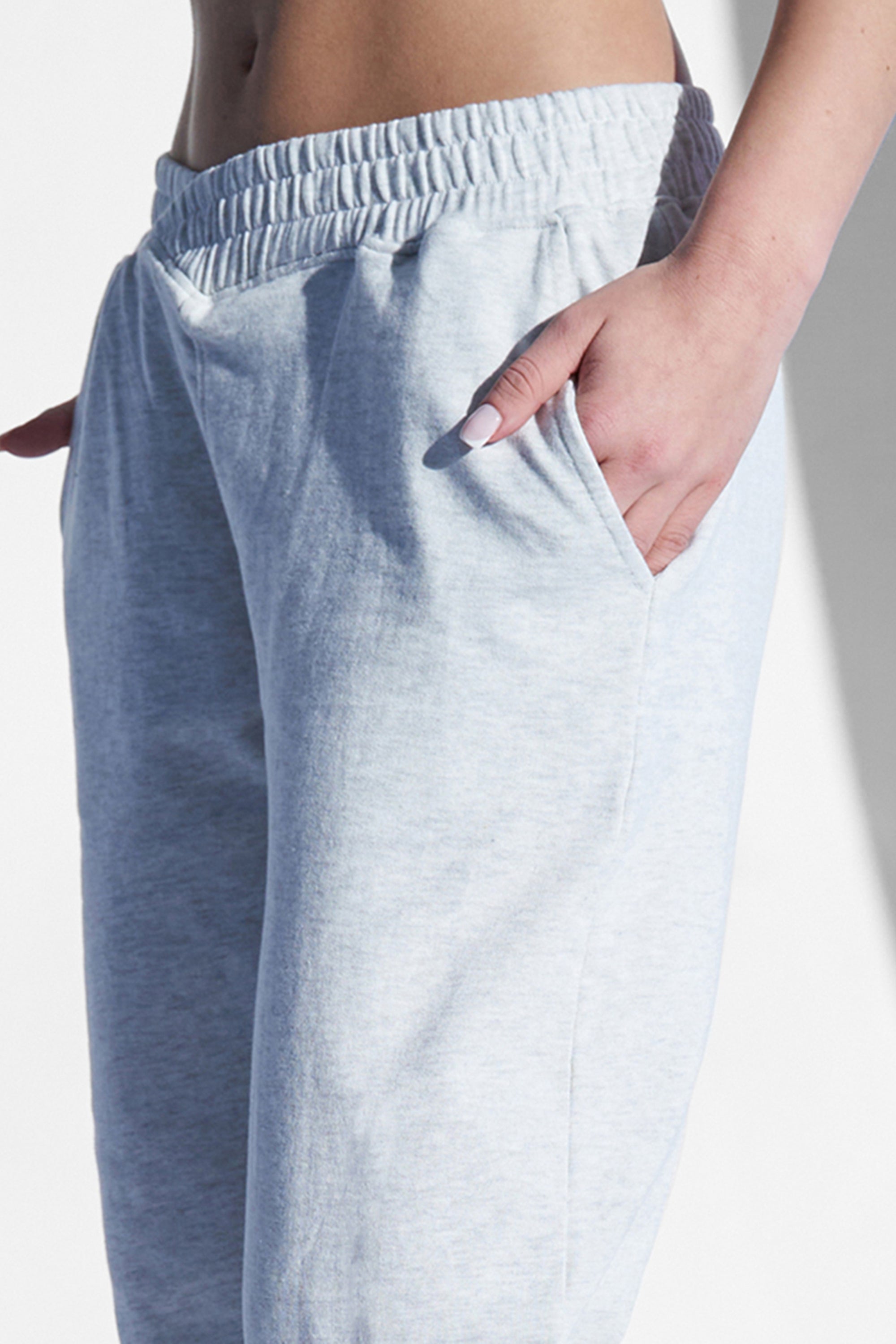 Kaiia V Waistband Wide leg Jogger Grey Marl