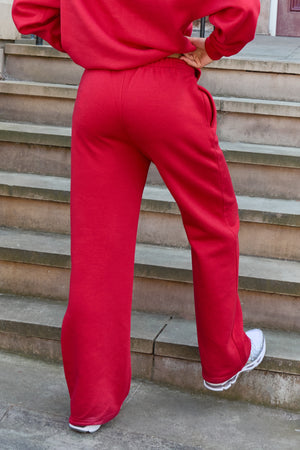 Kaiia Logo Wide Leg Joggers Red