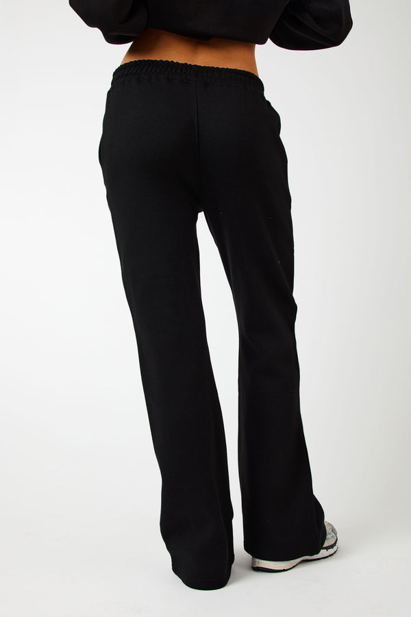 Kaiia Logo Wide Leg Sweat Pants in Black