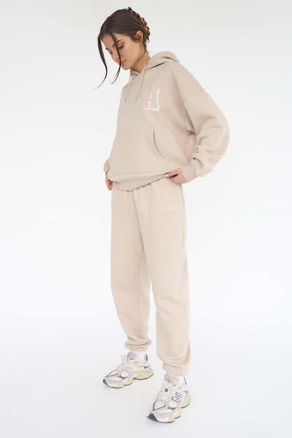 Kaiia Shadow Logo Cuffed Joggers Stone