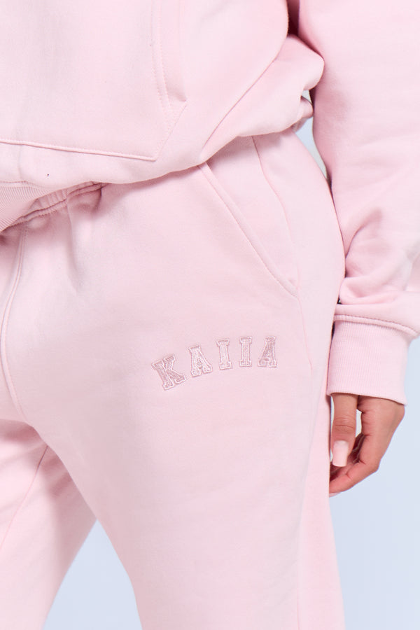 Kaiia Logo Wide Leg Joggers Pink Chai
