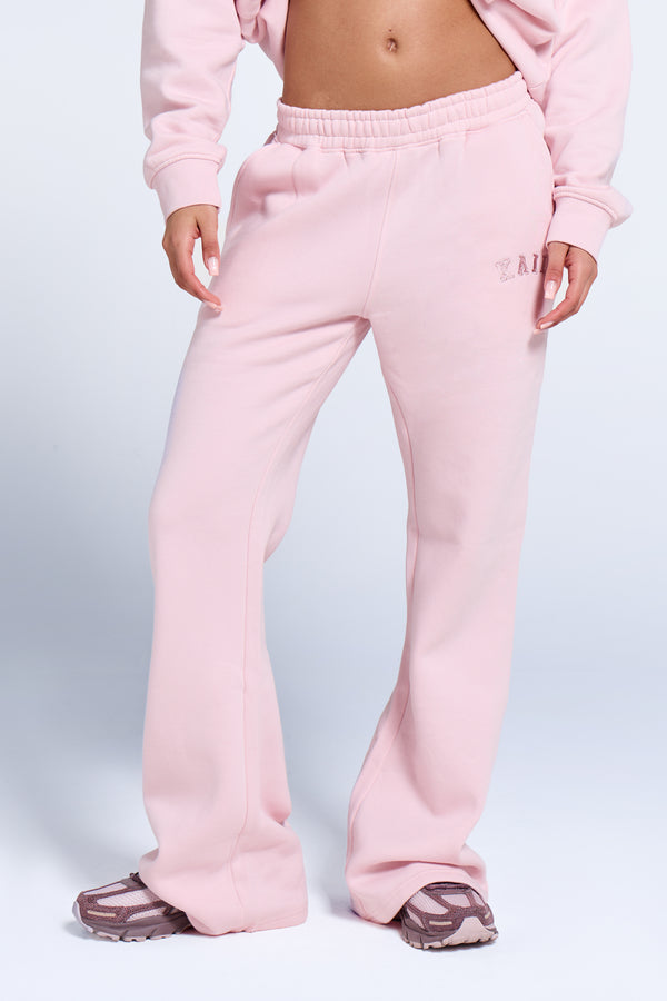 Kaiia Logo Wide Leg Sweat Pants Baby Pink