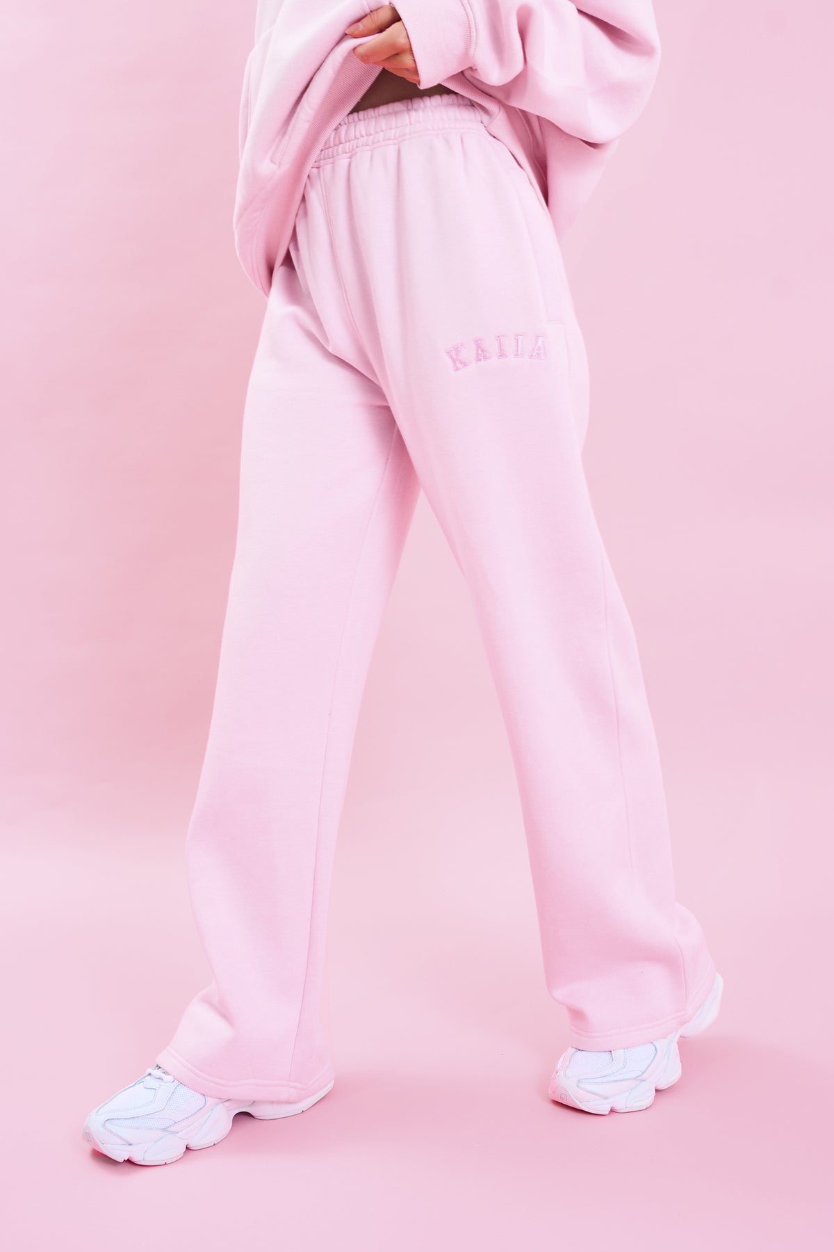 Baby Ivy Script Kaiia Logo Wide Leg Sweat Pants Baby Pink | Kaiia