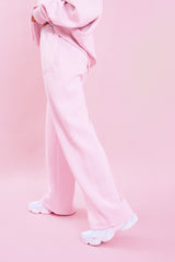 Kaiia Logo Wide Leg Sweat Pants Baby Pink