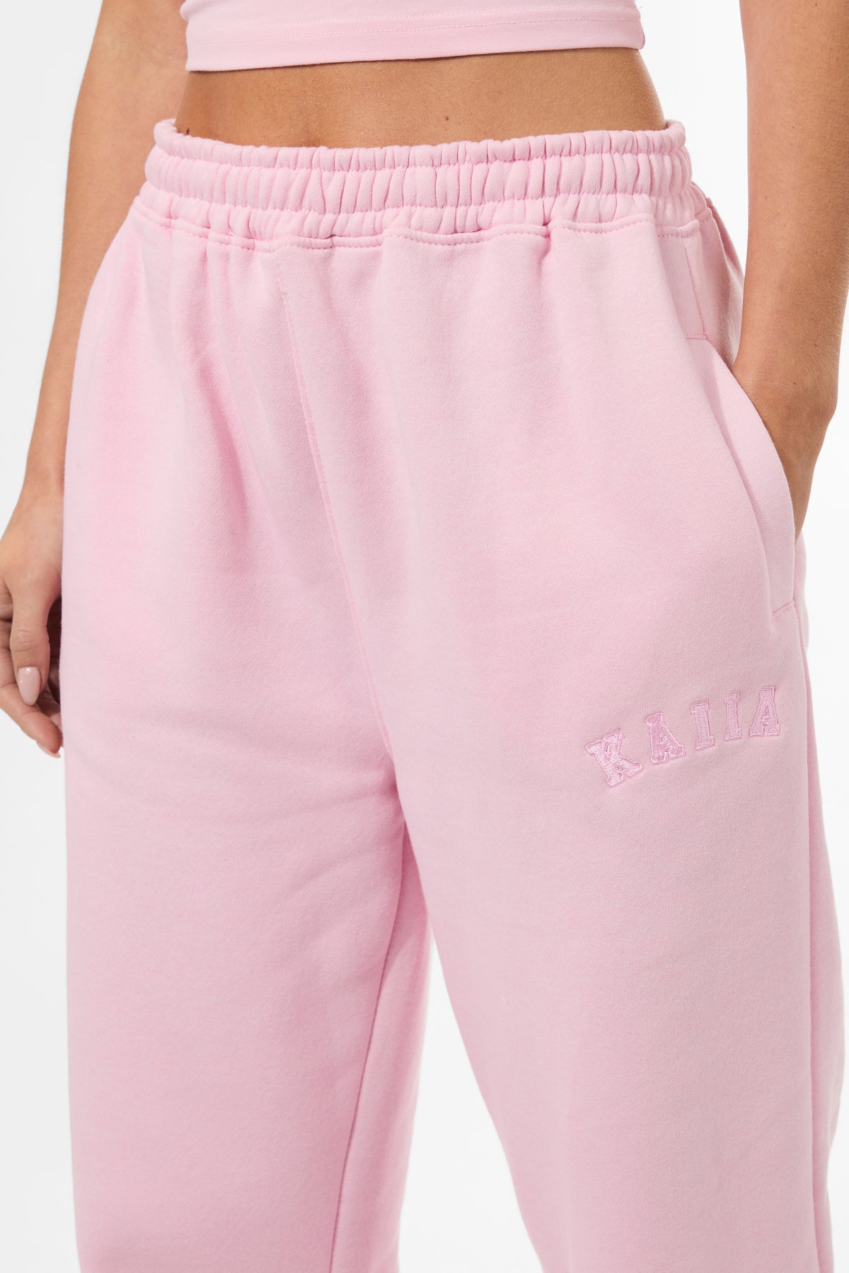 Baby Ivy Script Kaiia Logo Wide Leg Sweat Pants Baby Pink | Kaiia