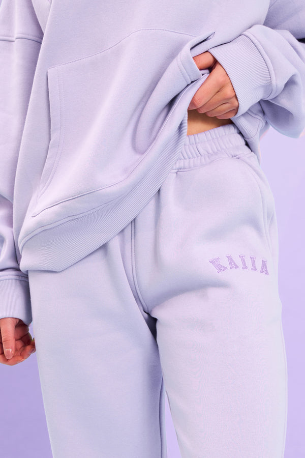 Kaiia Logo Wide Leg Sweat Pants Lilac