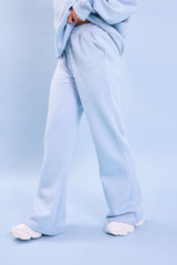 Kaiia Logo Wide Leg Sweat Pants Light Blue