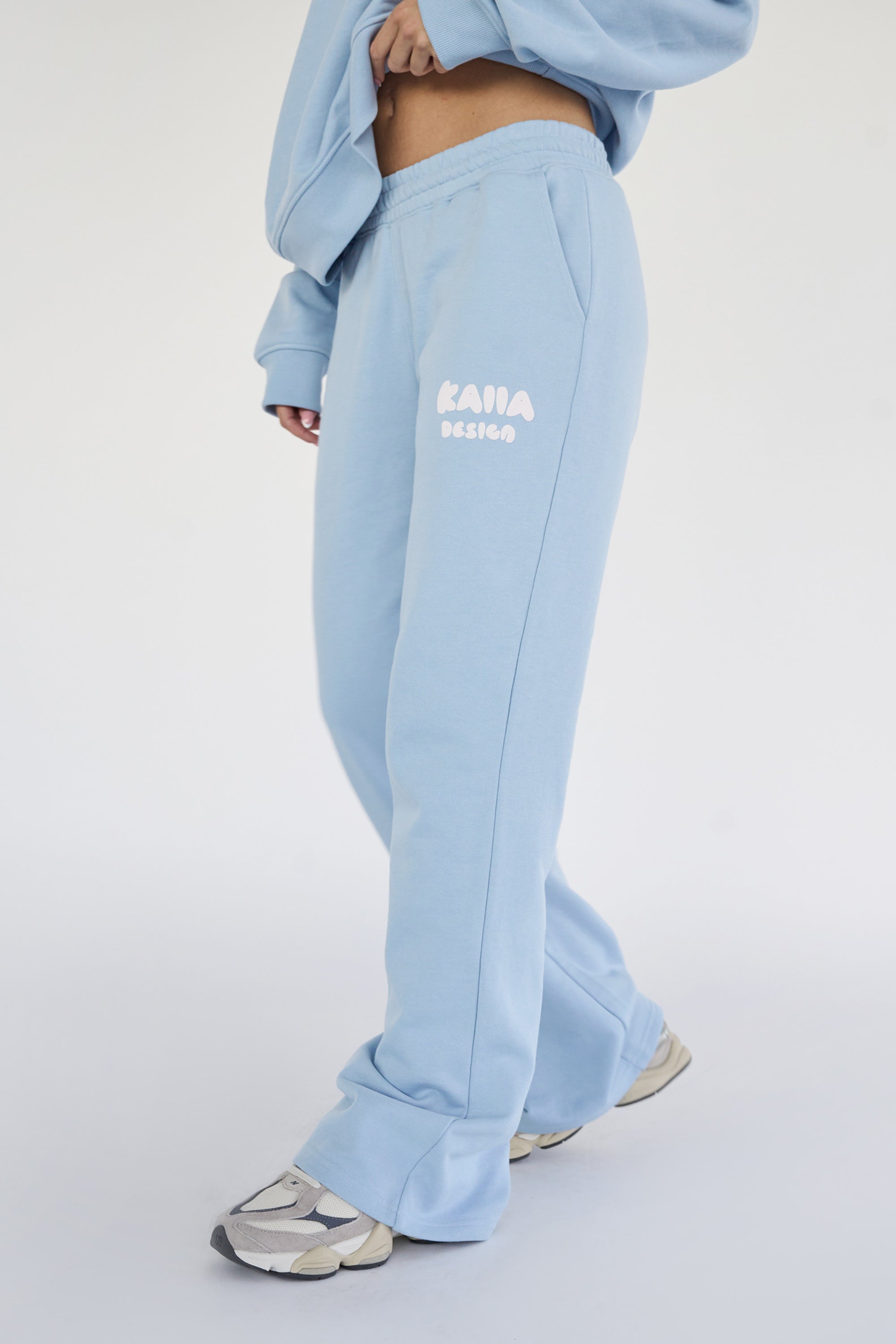 Kaiia Design Bubble Logo Wide Leg Sweat Pants Baby Blue