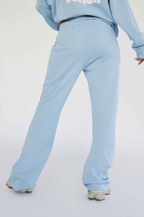 Kaiia Design Bubble Logo Wide Leg Sweat Pants Baby Blue