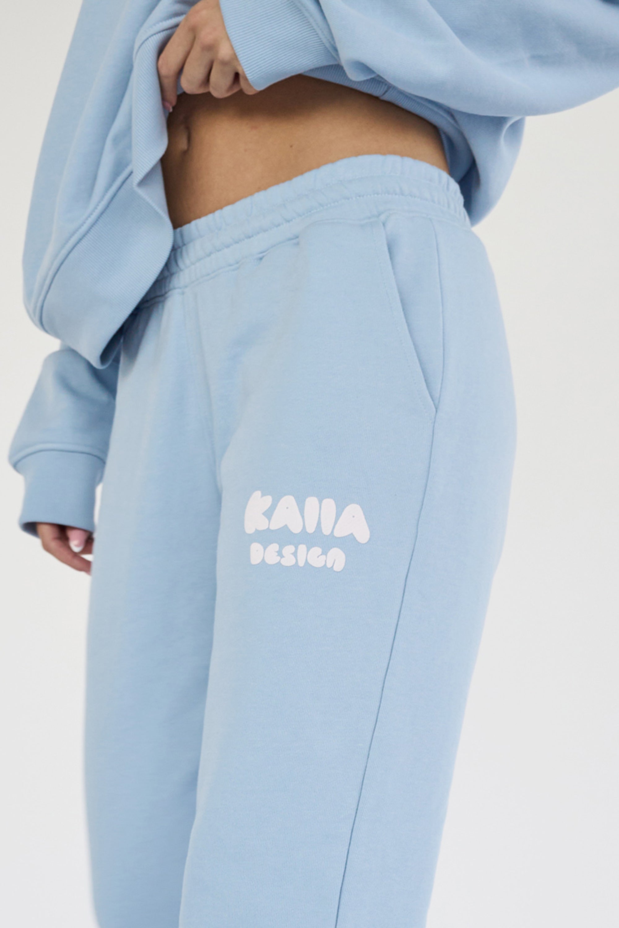 Kaiia Design Bubble Logo Wide Leg Sweat Pants Baby Blue