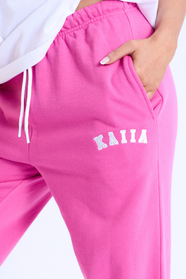 Kaiia Logo Cuffed Joggers Hot Pink