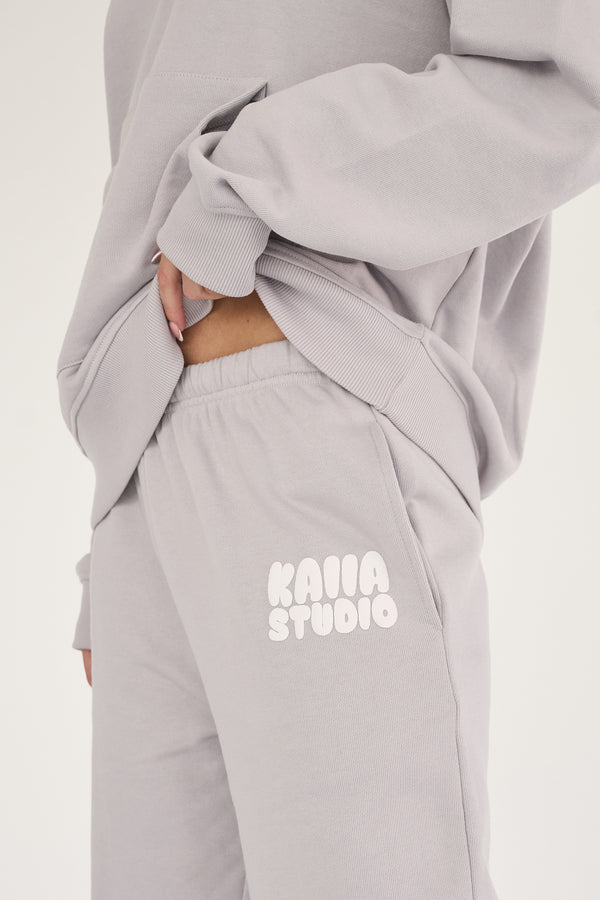 Kaiia Studio Bubble Logo Cuffed Joggers Light Grey