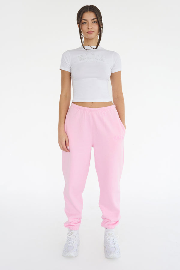 Kaiia Logo Cuffed Joggers Baby Pink