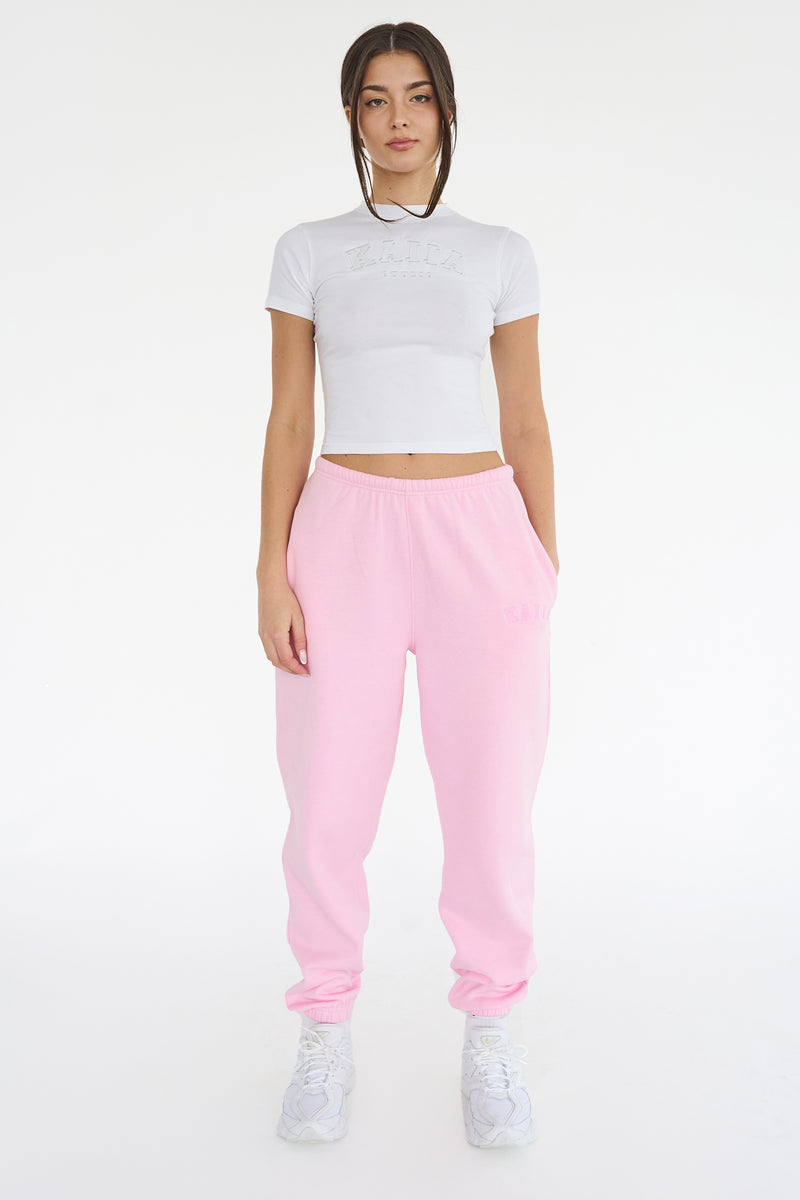 Kaiia Logo Cuffed Joggers Baby Pink