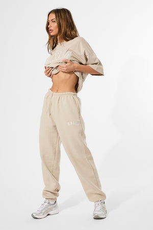 Kaiia Logo Cuffed Joggers Stone