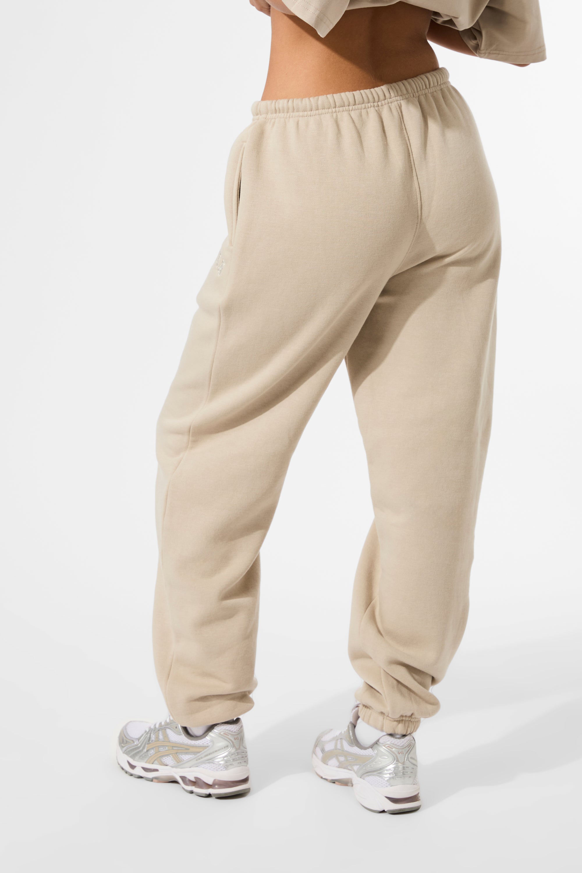 Kaiia Logo Cuffed Joggers Stone Kaiia - Main Image