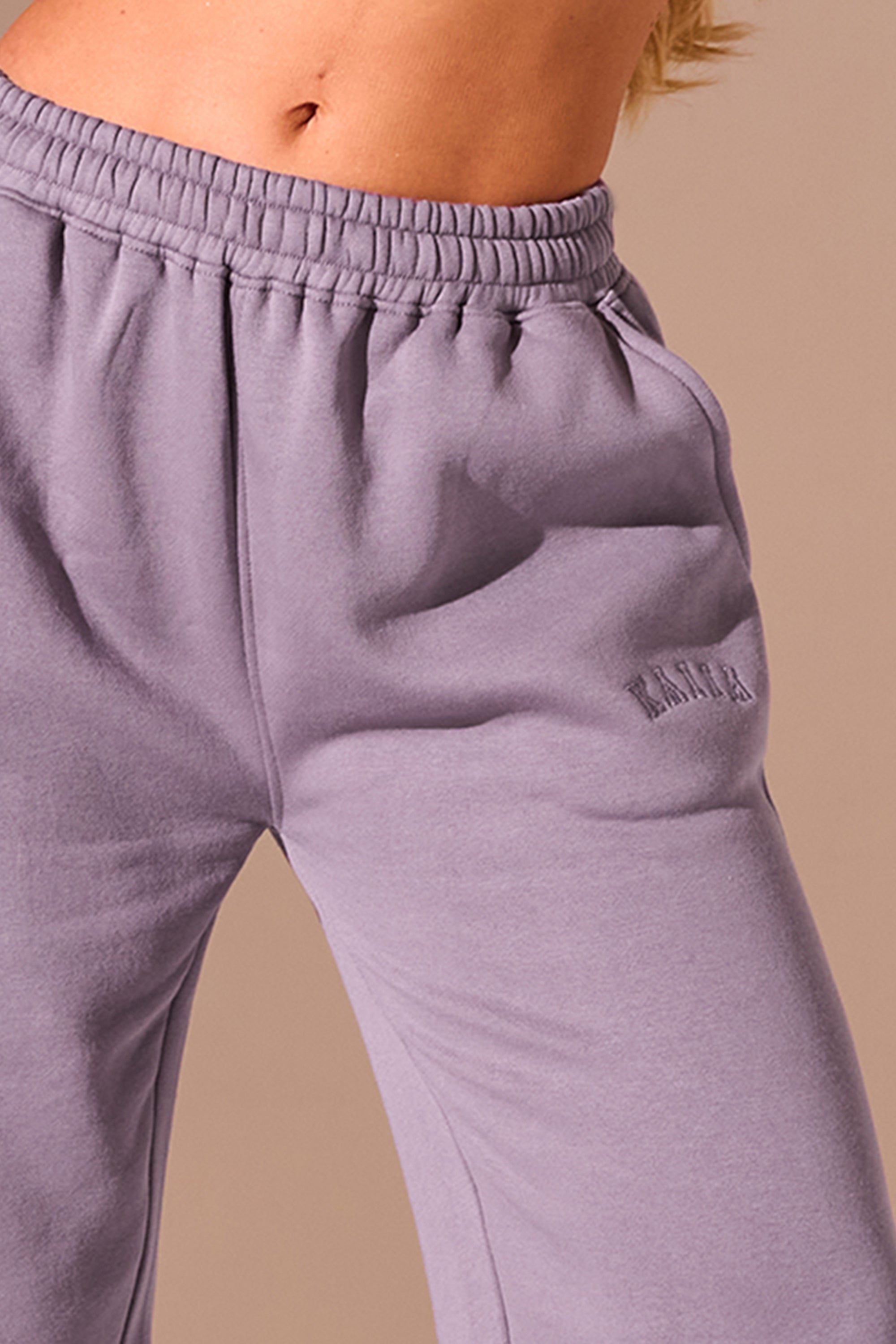 Kaiia Logo Wide Leg Joggers Mauve Kaiia