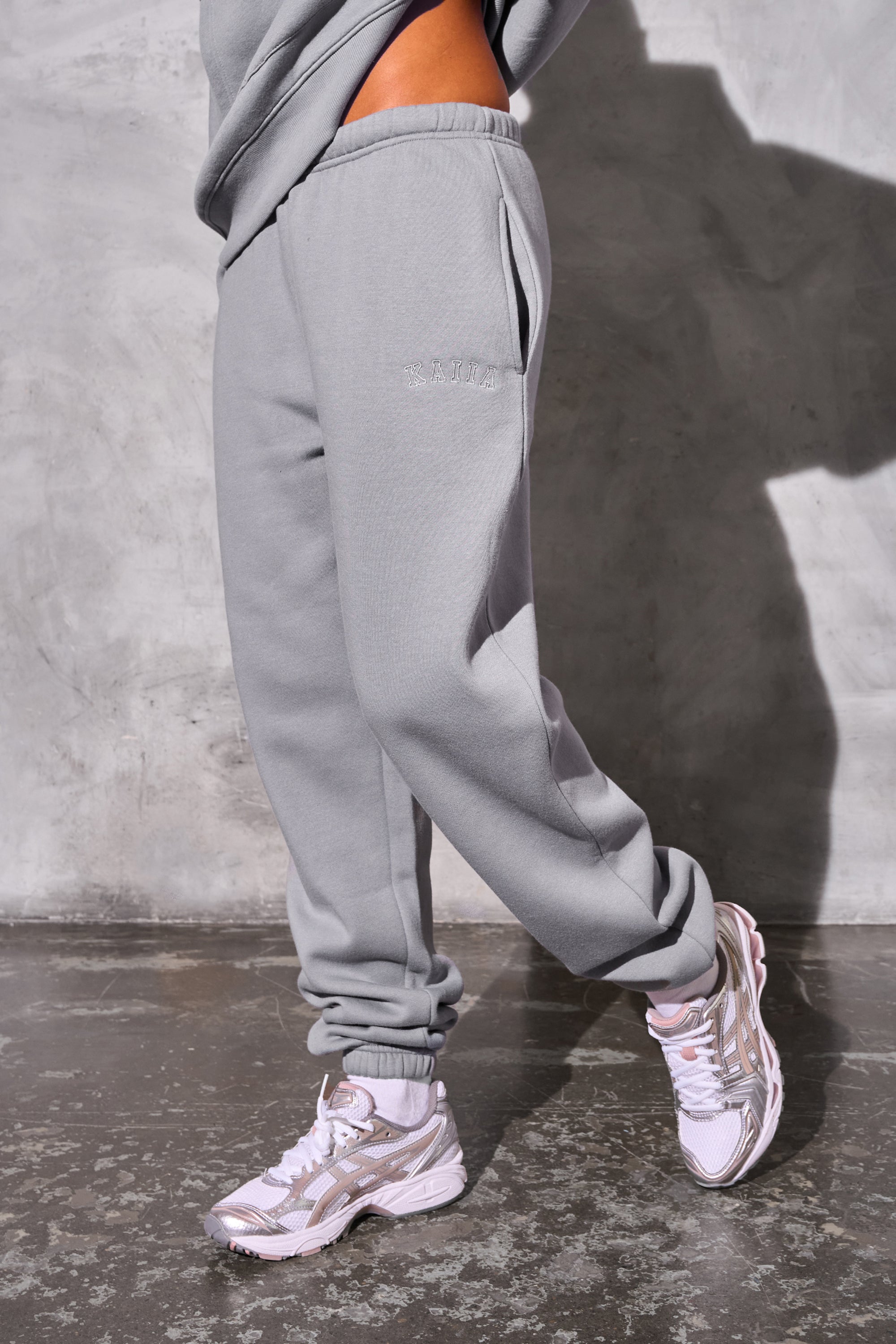Kaiia Logo Cuff Joggers in Dove Grey Kaiia