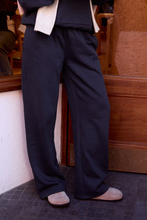 Kaiia Logo Wide Leg Sweat Pants Navy