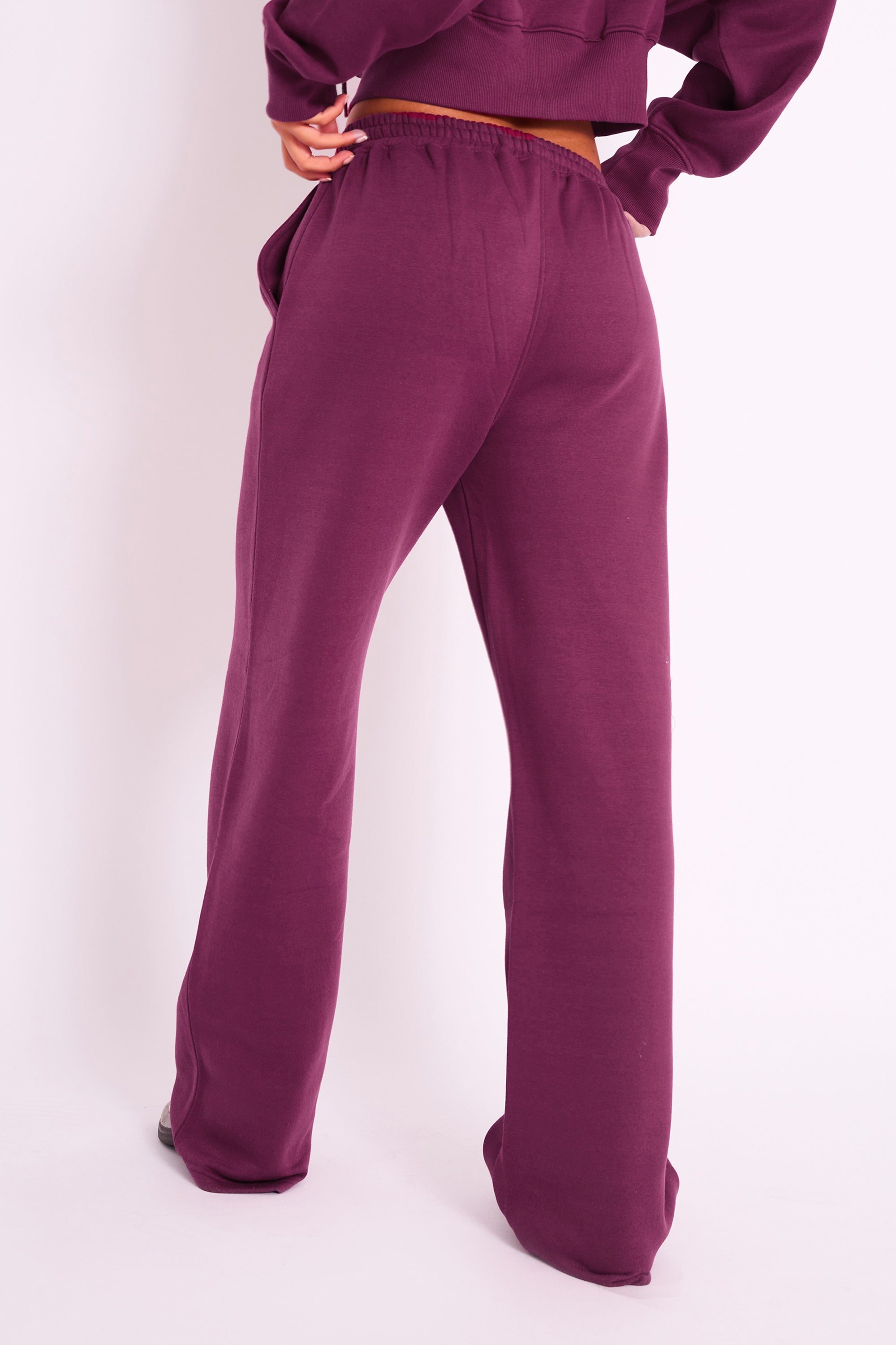 Kaiia Logo Wide Leg Joggers Burgundy Kaiia - Main Image