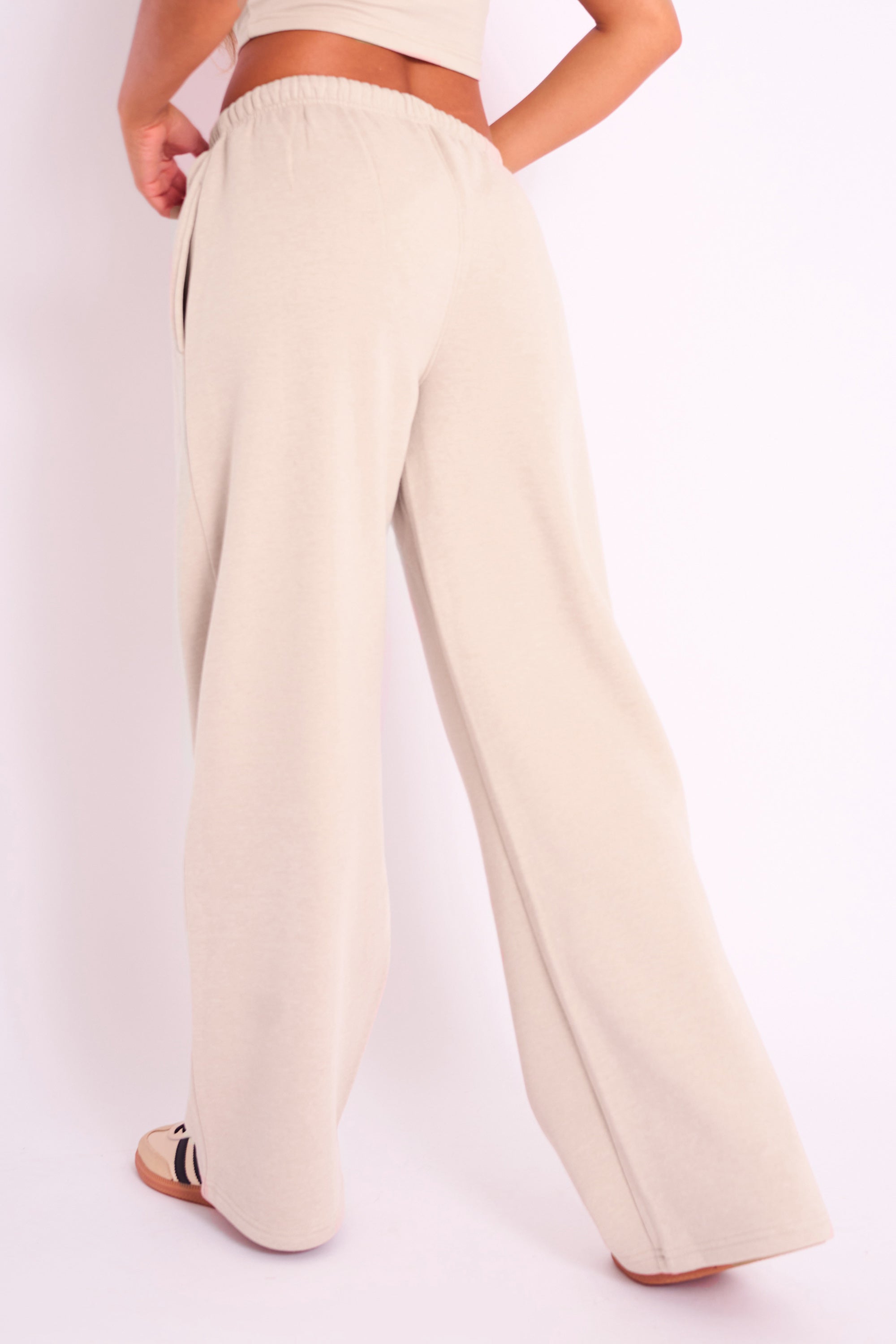 Kaiia Logo Wide Leg Joggers Sand Kaiia