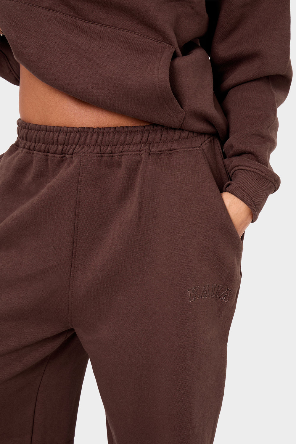 Kaiia Logo Wide Leg Joggers Mocha