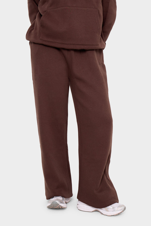 Kaiia Logo Wide Leg Joggers Mocha