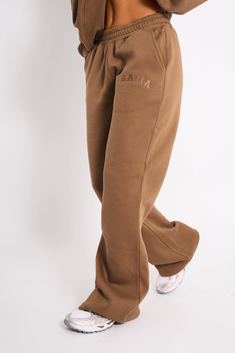 Kaiia Logo Wide Leg Joggers Gingerbread